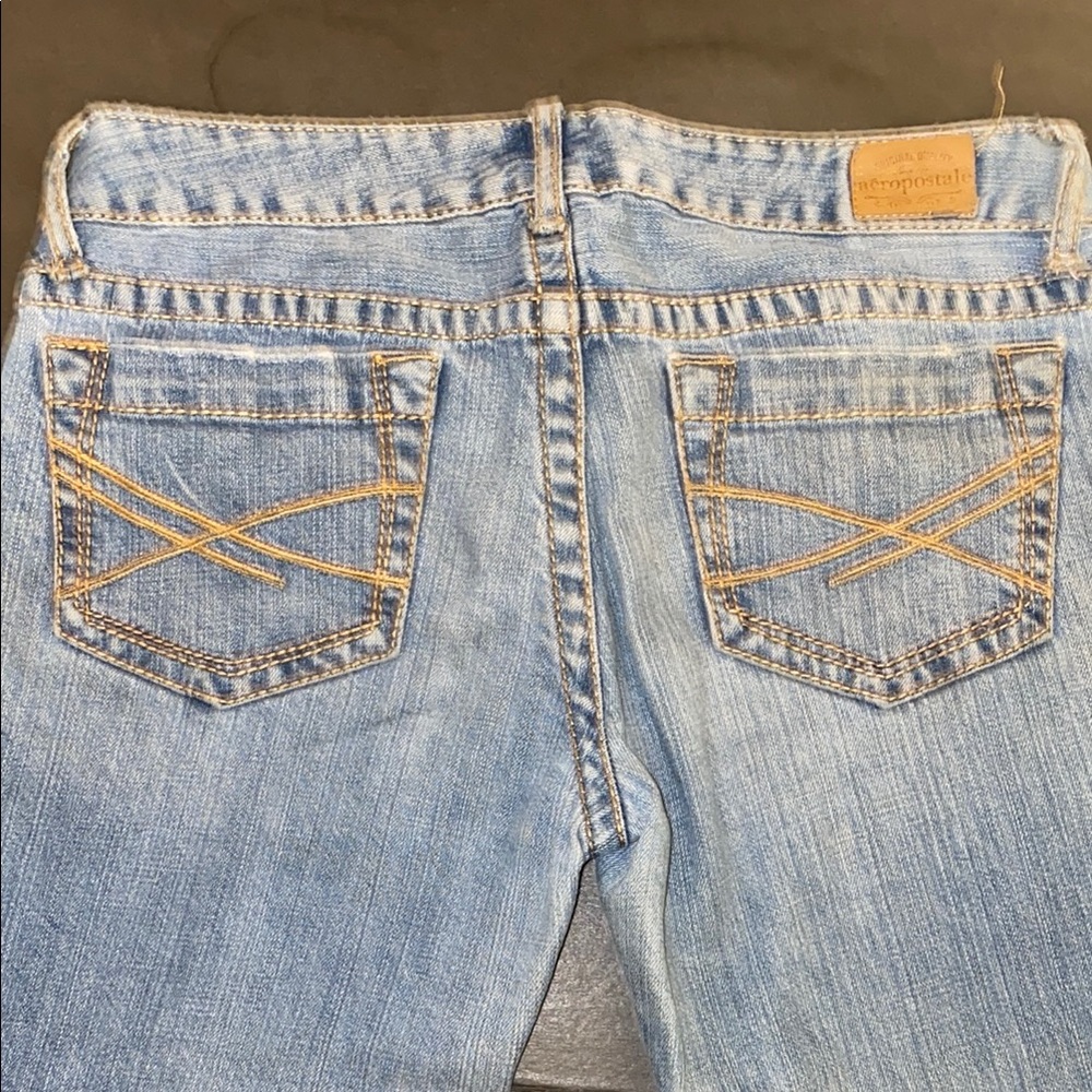 Aeropostale Size 7/8 Blue Straight Leg Jeans with Natural Fading - Picture 7 of 14